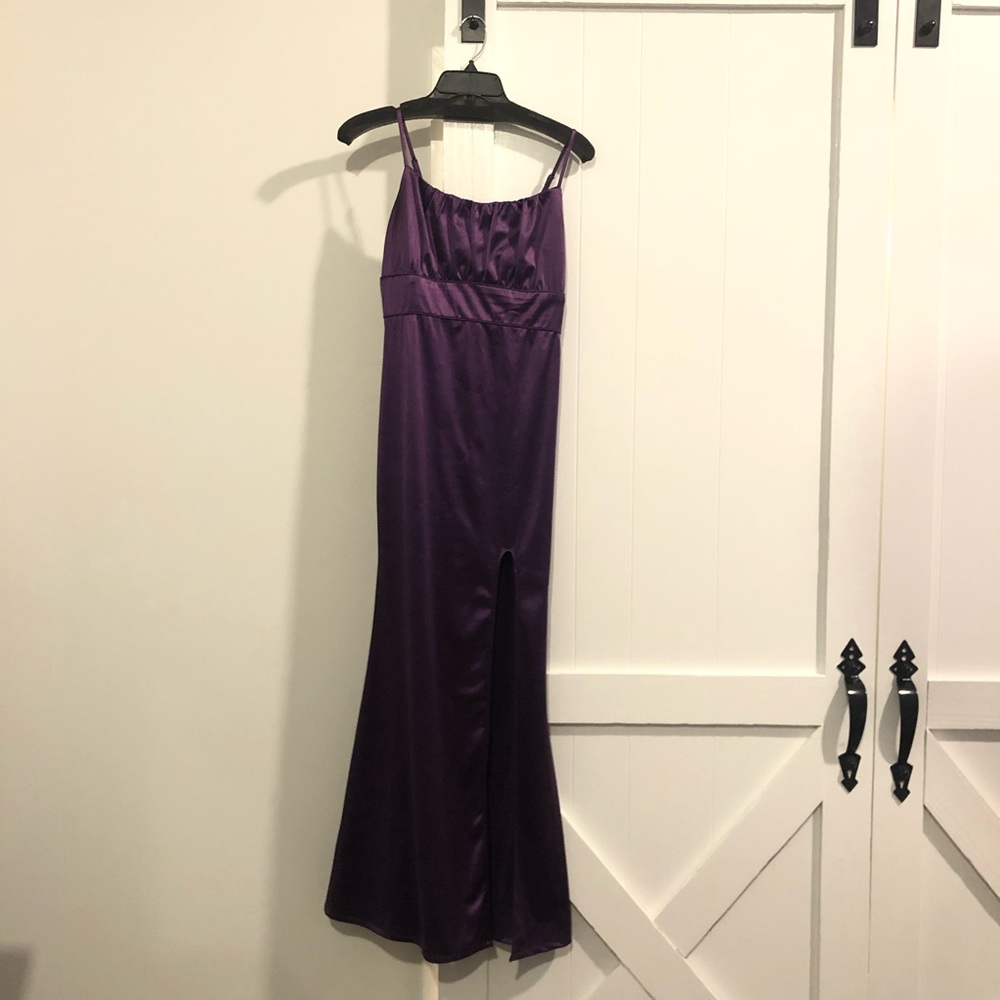 lulus fitted purple satin dress